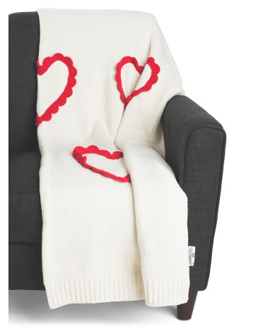 Bauble Hearts Hand Crochet Ruffle Throw | Polyester | Marshalls