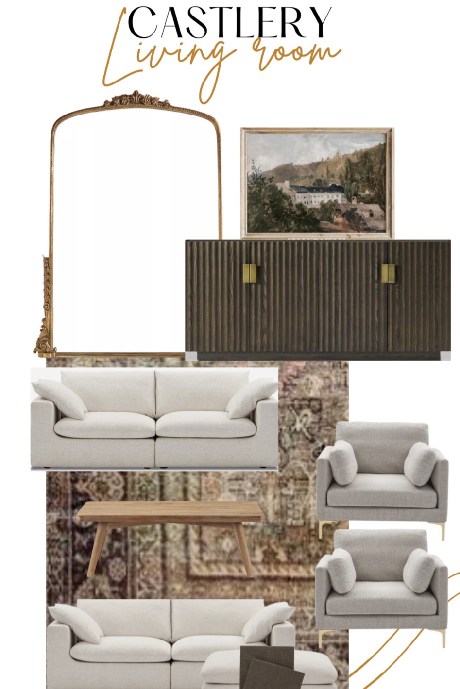 Castlery Living Room
Gold brass mirror
Cream linen sofa
Living room Arm chairs 
Living room Cabinet 

#LTKfindsunder50 #LTKSeasonal #LTKhome