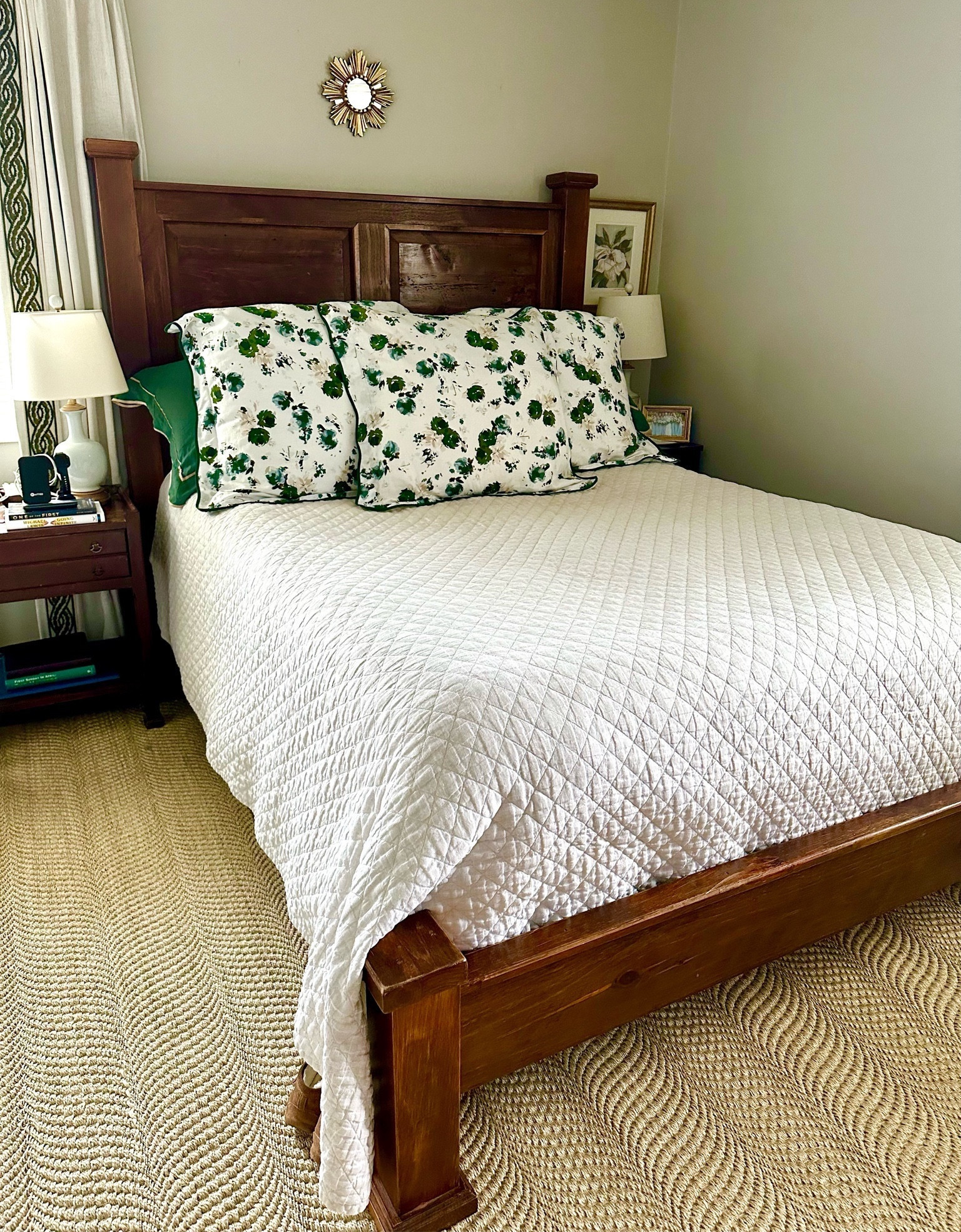 Our primary bedroom is coming together and I’m excited to share it with y’all today along with some of the other ideas we have for the space! Most of the furniture we already had or were able to get for a deal on Facebook marketplace making it easy to update with new pillows, rugs, and lamps and my favorite Amazon curtains upgraded with tape trim and heat n bond. I’d love to change up the art, but overall love the way our pillows combine more masculine colors on a floral print and am so happy with this rug purchase to add warmth and make the space feel grounded! What room do y’all want me to share next?

#LTKhome #LTKfindsunder100