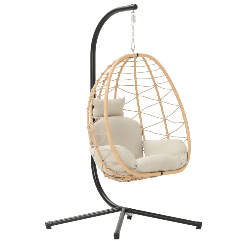 Bifanuo Indoor/Outdoor Wicker Swing Egg Chair Hammock Hanging Chair Nest Basket with Stand, UV Re... | Walmart (US)