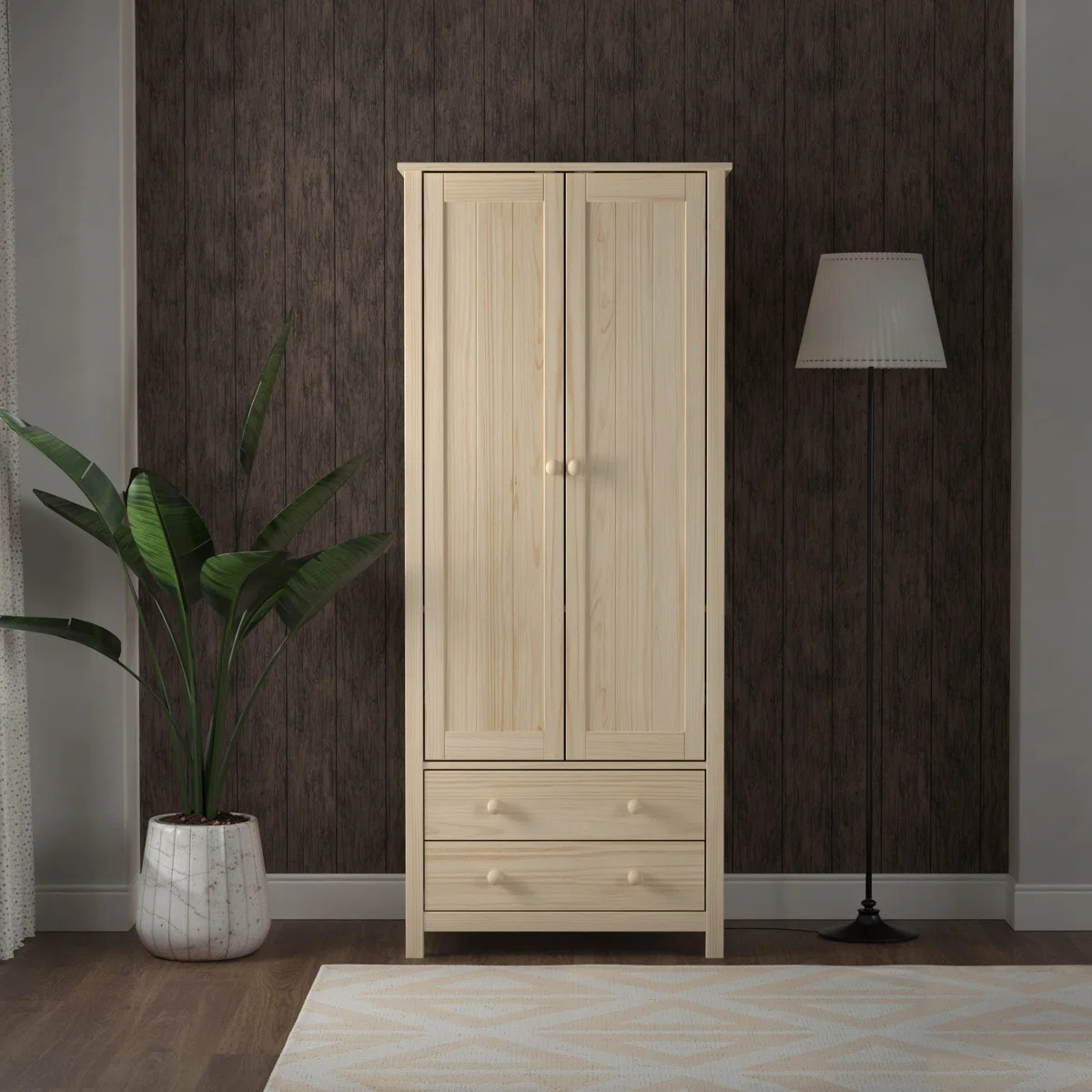 From the Tree Furniture Solid Wood Wardrobe – 2-Door Armoire with 2 Drawers, Unfinished Pine, 2... | Wayfair North America