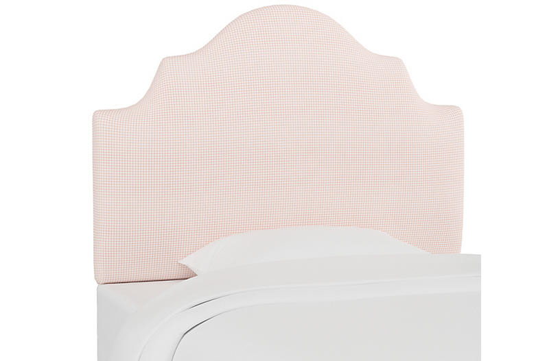 Harper Scalloped Headboard, Gingham Pink | One Kings Lane