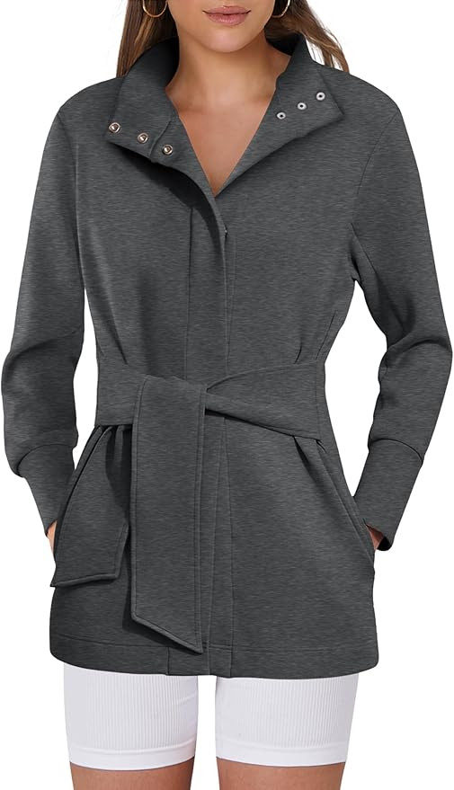 ANRABESS Women's Jacket Belted Long Sleeve Wrap Trench Coat 2025 Fall Winter Casual Dressy Travel... | Amazon (US)