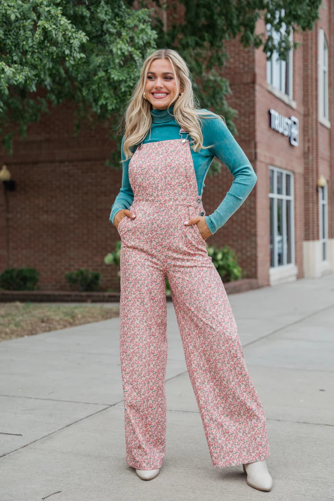 Moment Of Truth Multi Printed Cord Overalls | Pink Lily