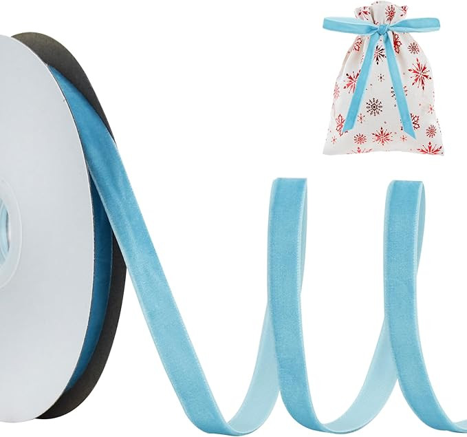 TONIFUL Baby Blue Velvet Ribbon 3/8 Inch x 10yds, Vintage Velvet Ribbons, for Christmas Wreath De... | Amazon (US)