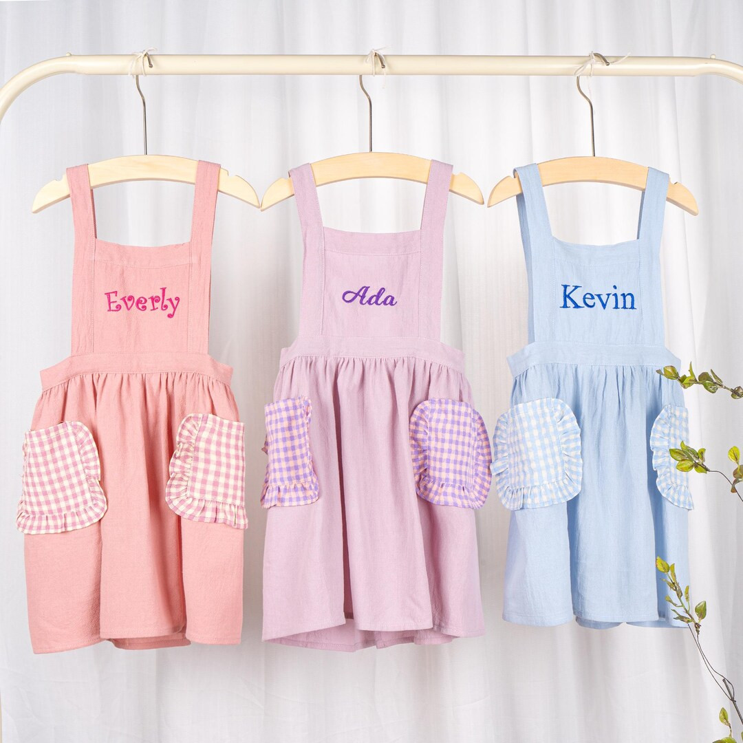 Personalized Kid’s Apron With Pockets Toddler & Kids Cooking Aprons Cute Kids Apron for Girls C... | Etsy (US)