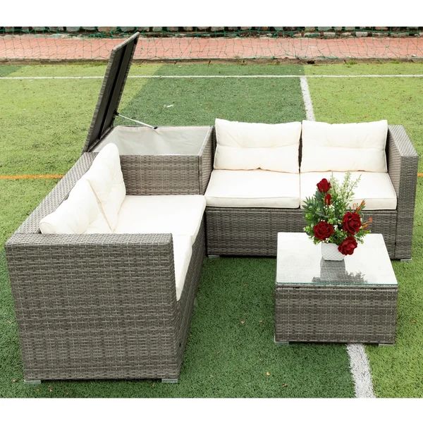 47.2'' Wide Outdoor Wicker Symmetrical Patio Sectional with Cushions | Wayfair North America