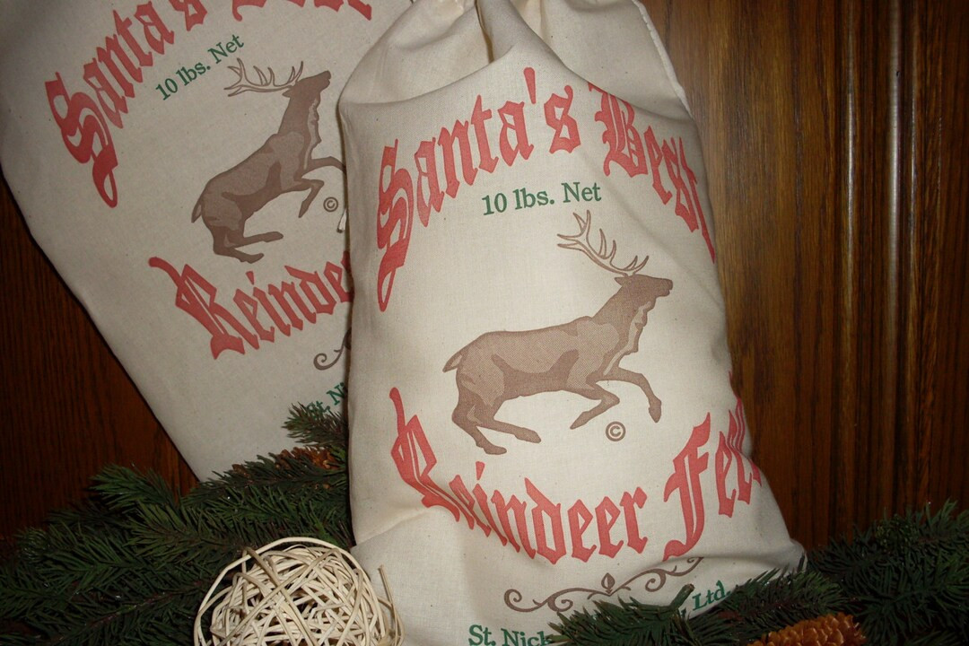 Christmas Bag Reindeer Bag Santa Bag Feed Sack Grain Sack - Etsy | Etsy (US)