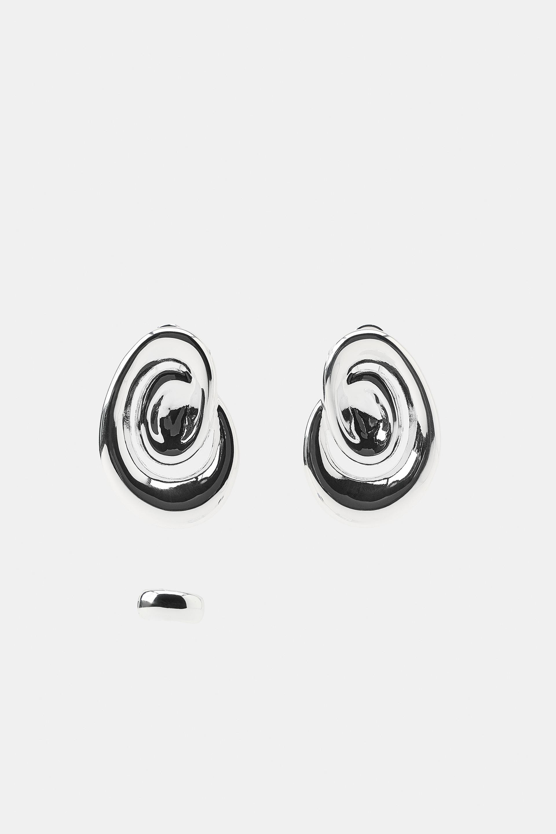 LOT DE BOUCLES D'OREILLES OVALES EAR CUFF - Argent - M | Zara FR
