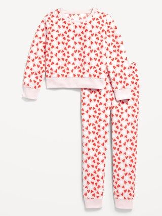 Matching Printed Microfleece Pajama Top & Joggers Set for Girls | Old Navy (US)