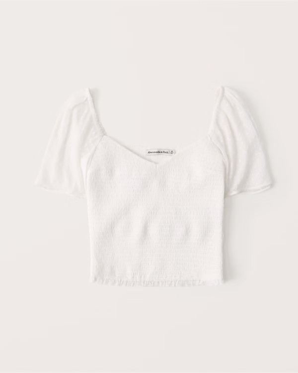 Smocked Flutter Sleeve Top | Abercrombie & Fitch (US)
