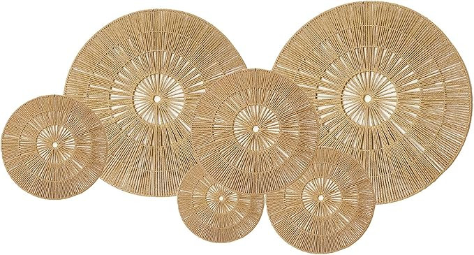 MOORLITER Wicker Wall Decor Baskets, Boho Decorative Baskets for Wall Arts, Set of 6 Rattan Woven... | Amazon (US)