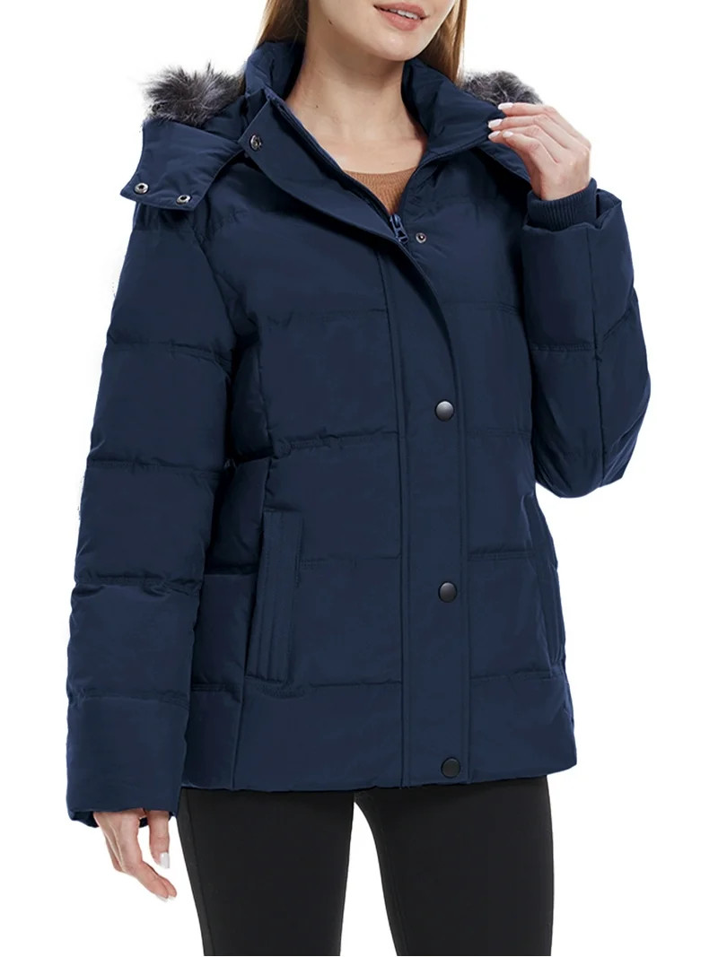Wantdo Women's Short Thicken Puffer Jacket Quilted Winter Jacket Windproof Winter Puffy Coat Navy... | Walmart (US)