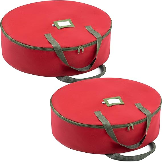 ZOBER Christmas Wreath Storage Container - 30 Inch Wreath Bag for Artificial Wreaths - Dual Zippe... | Amazon (US)