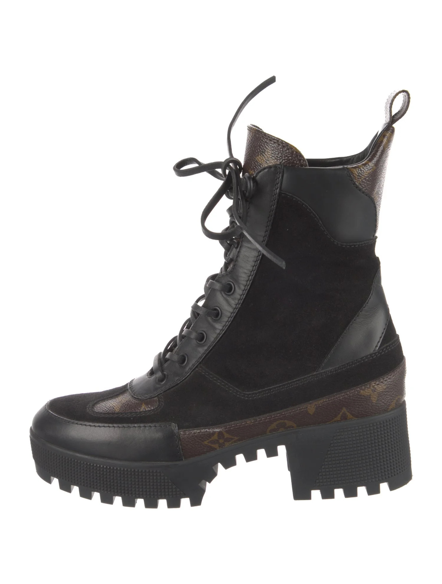LV Monogram Suede Combat Boots | The RealReal
