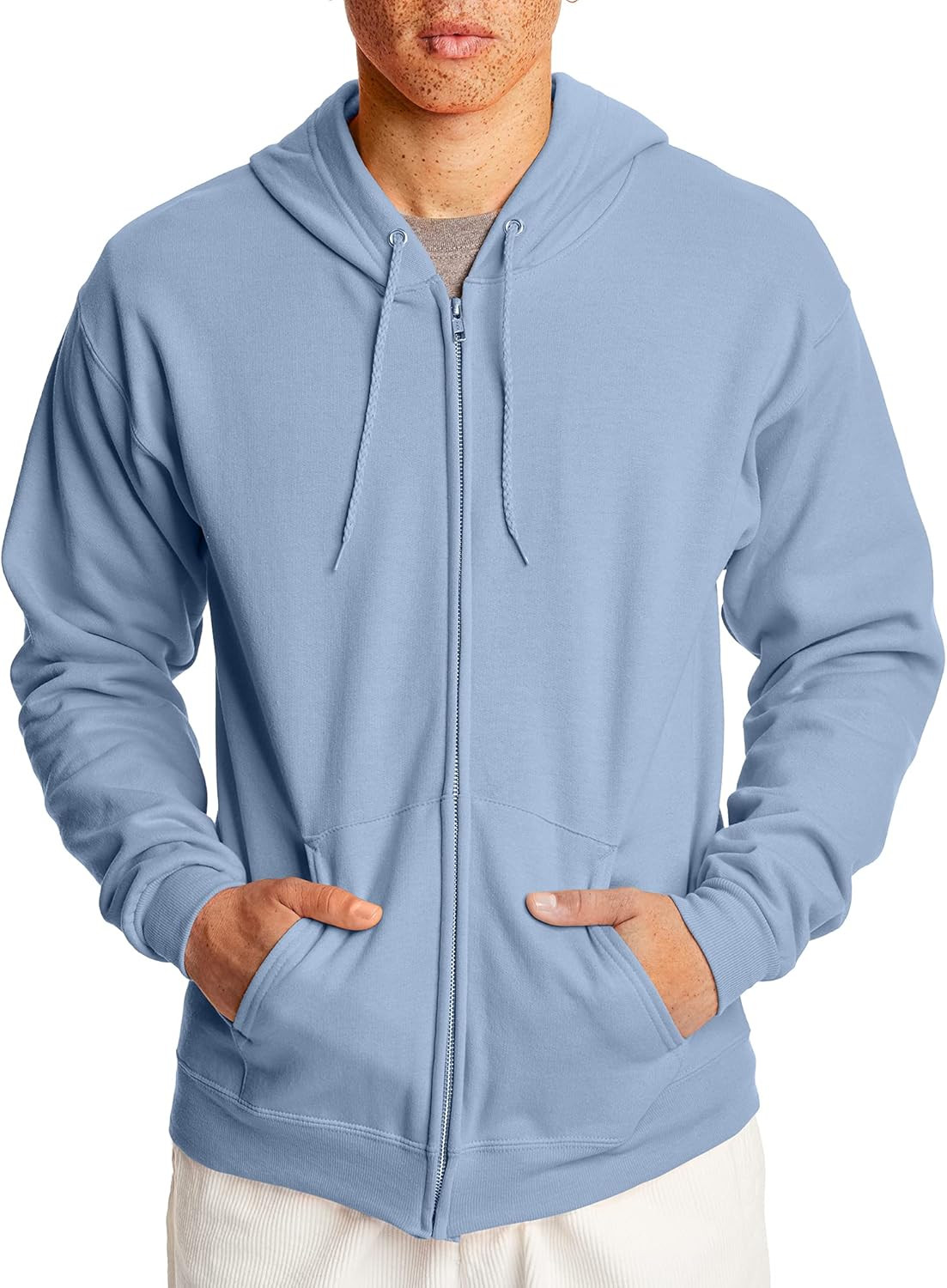 Hanes Men's Hoodie, EcoSmart Fleece Zip-Front Hooded Sweatshirt, Cotton-Blend Fleece Hooded Sweat... | Amazon (US)