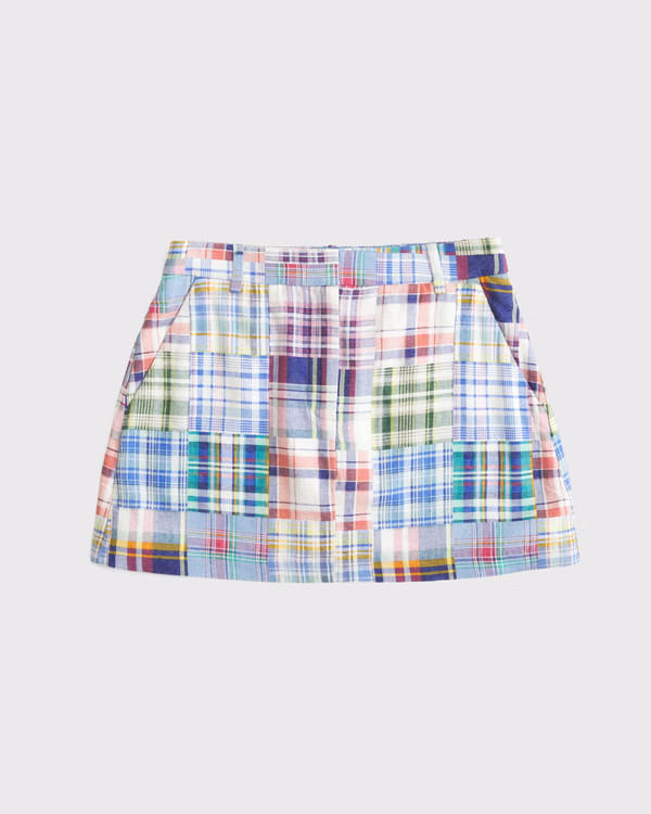 Linen-Blend Tailored Mini Skort | Abercrombie & Fitch (US)