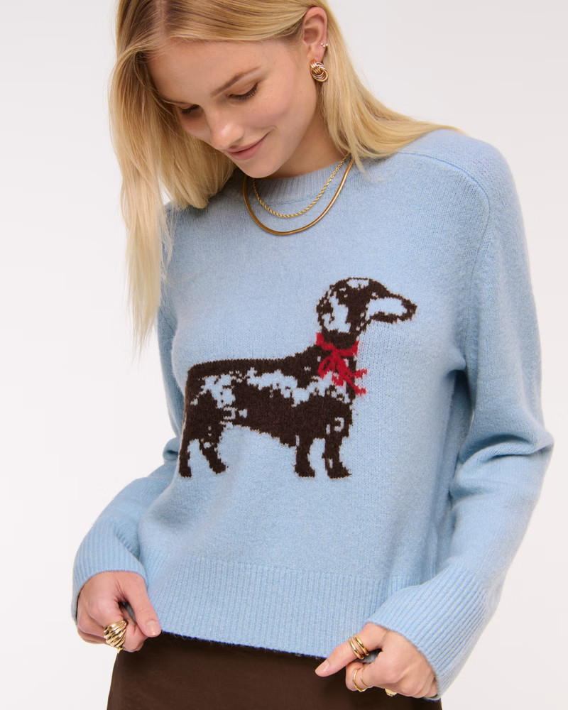 Women's The A&F Madeline Dog Crew Sweater | Women's Tops | Abercrombie.com | Abercrombie & Fitch (US)