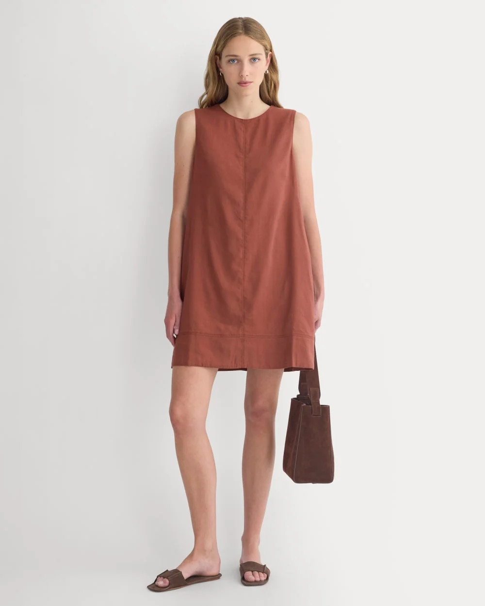 The Shift Dress in Stretch Linen | Henna Red | Everlane