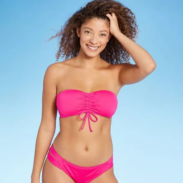Women's Center Cinch Bandeau Bikini Top - Kona Sol™ Pink | Target