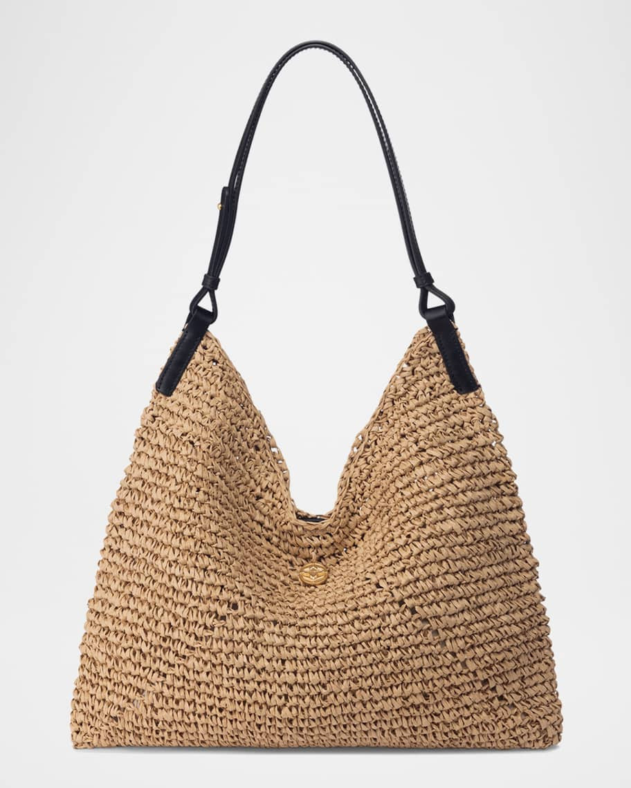 Triangle Crochet Raffia Shoulder Bag | Neiman Marcus