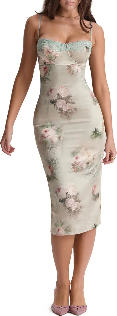 Floral Lace Trim Underwire Cocktail Dress | Nordstrom