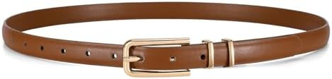 JASGOOD Women's Skinny PU Leather Belt Thin Waist Belt with Gold/Silver Buckle for Jeans Pants Dr... | Amazon (US)