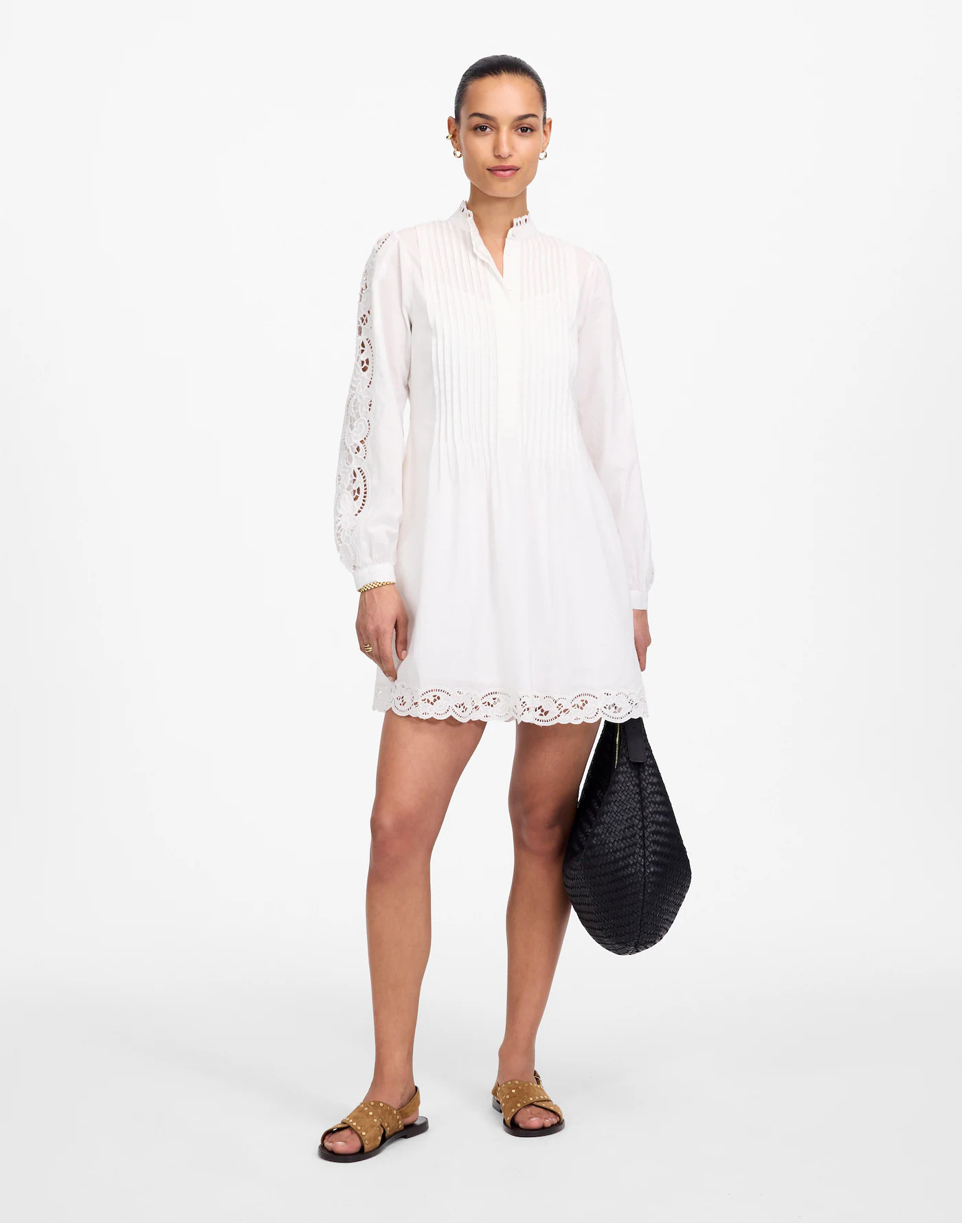 Pintucked Eyelet Mini Dress | Madewell
