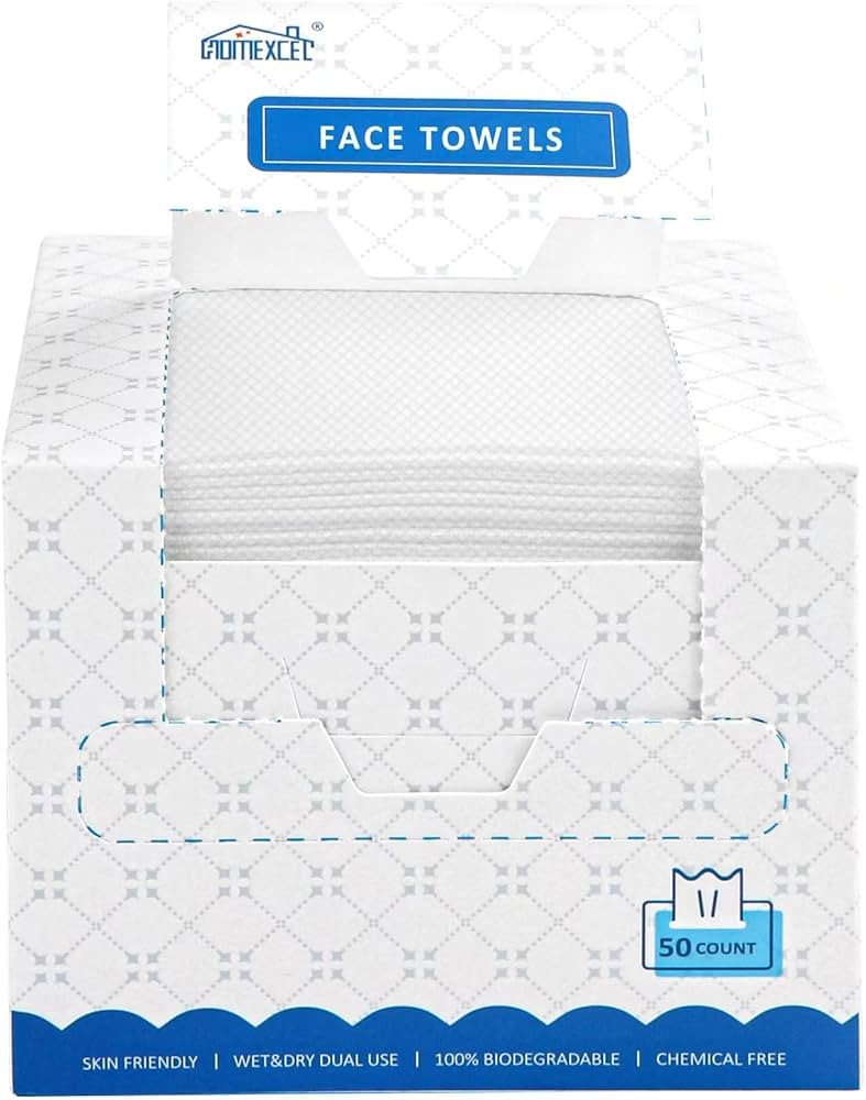 HOMEXCEL Super Soft Biodegradable Face Towels Disposable Face Towelette | Amazon (US)