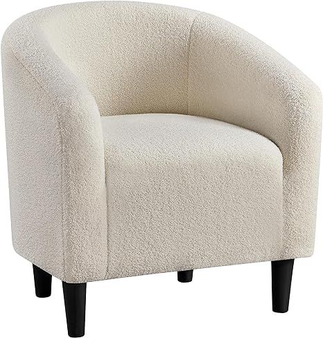 Yaheetech Accent Barrel Chair, Faux Fur Club Chair, Furry Sherpa Elegant and Cozy Chair, Soft Pad... | Amazon (US)