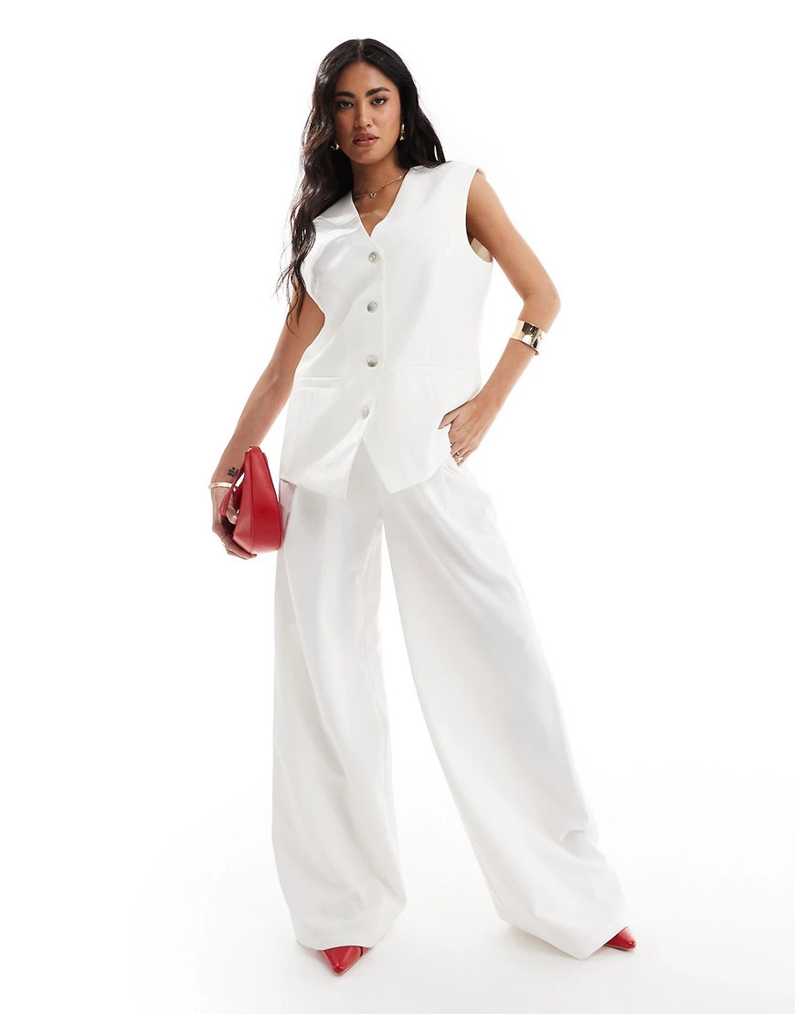 Kaiia tailored wide leg pants in white - part of a set | ASOS (Global)