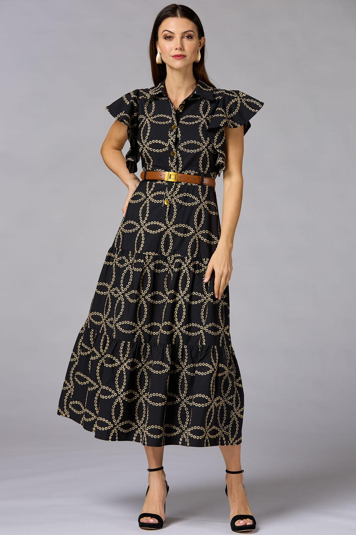 cache eyelet embroidered shirt dress | Versona