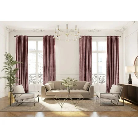 3S Brother s Red Extra Long Shiny Velvet Curtains Luxury Colors Light Blocking Hang Back Tab & Rod P | Walmart (US)