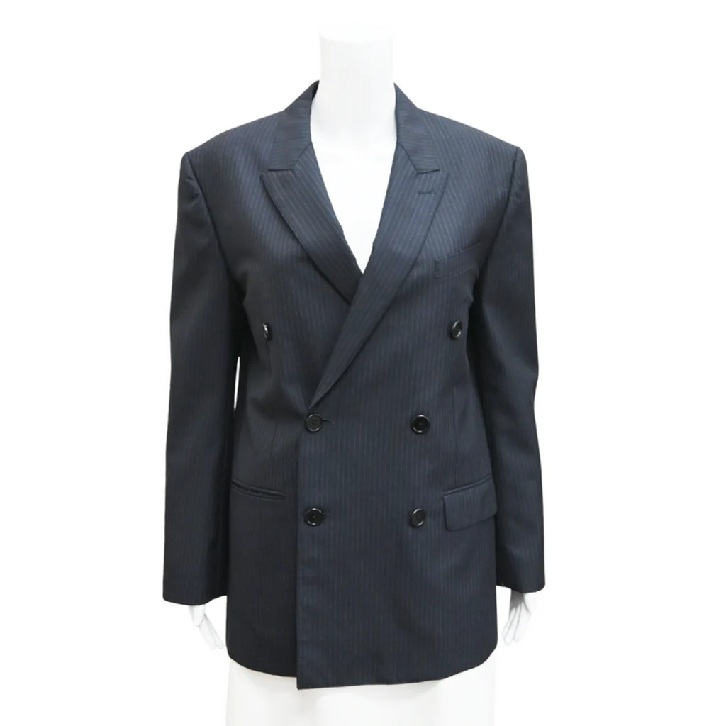Navy Blue Pinstripe Wool Blazer | Clotheshorse Anonymous