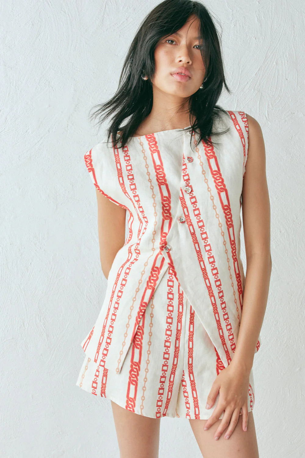 Aria Linen Vest Ora | VRG Grl