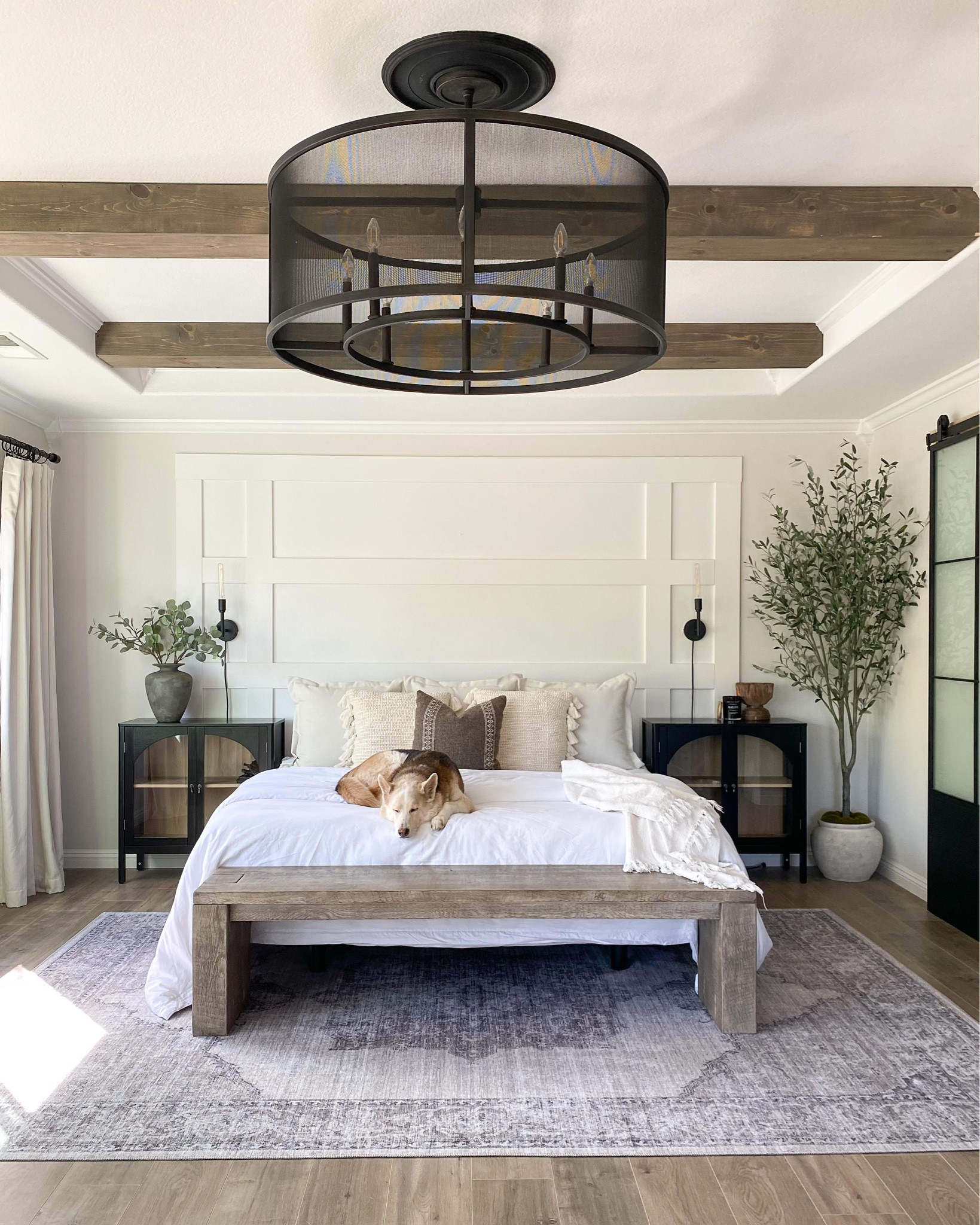 🚨 FINALLY BACK IN STOCK! My giant potted olive tree seen here is actually back in stock for the moment! This tree is 93” tall and so beautiful! 

Faux tree. Tall tree. Olive tree. Master bedroom decor. Nightstands. Washable rug. Blackout drapes. Beige drapes.

#target #targethome 

#LTKFind #LTKhome #LTKsalealert