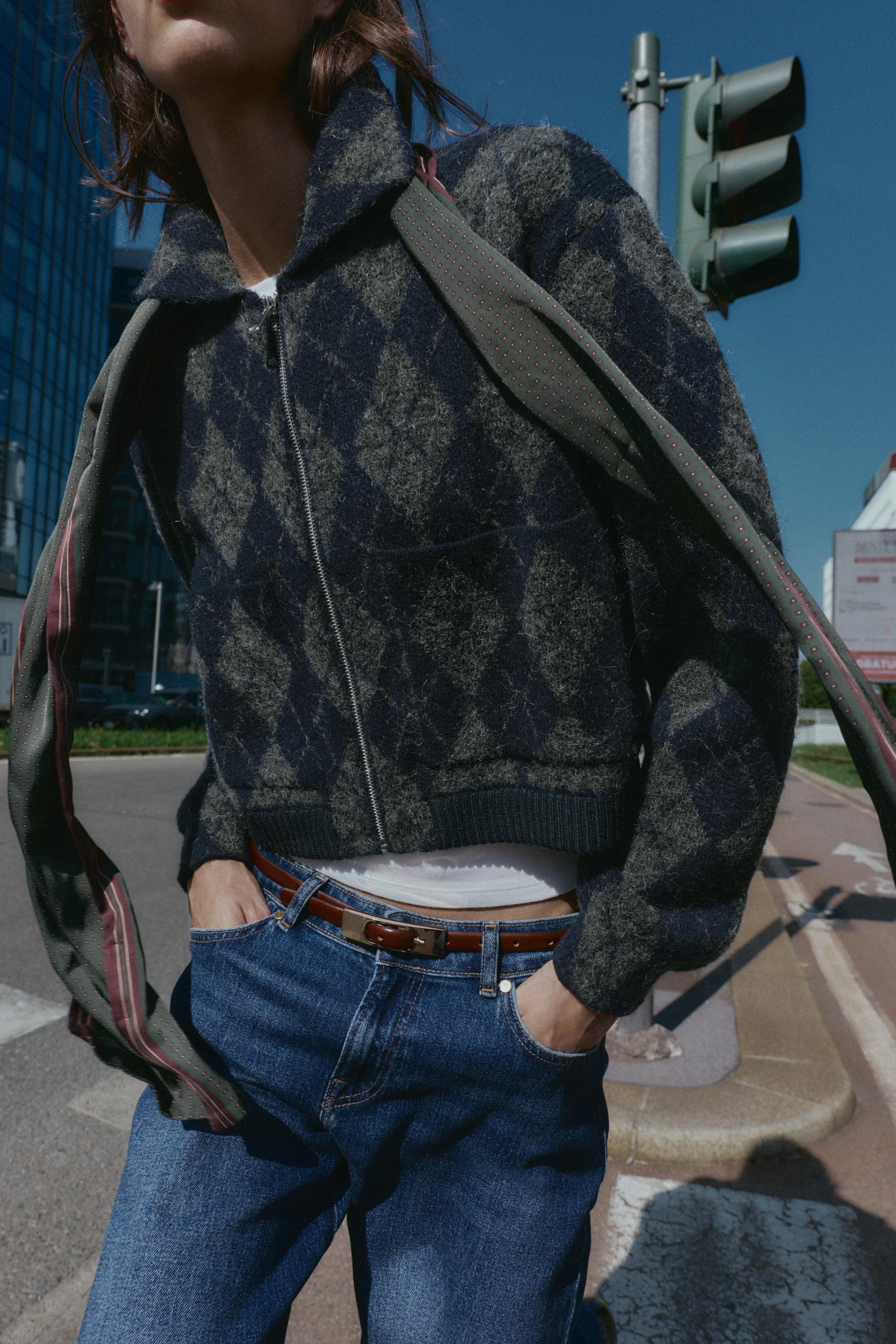 ARGYLE KNIT BOMBER JACKET$ 79.90only one | 6236/100/050Add to cartAddLapel collar bomber jacket w... | Zara US