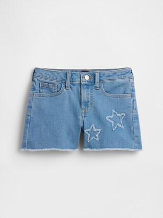 Kids High Rise Embroidered Denim Shorts | Gap Factory