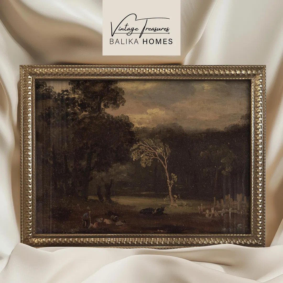 Framed Vintage Landscape Art Print , Small Landscape Forrest Scene Giclée Print, Gold Framed Art... | Etsy (US)