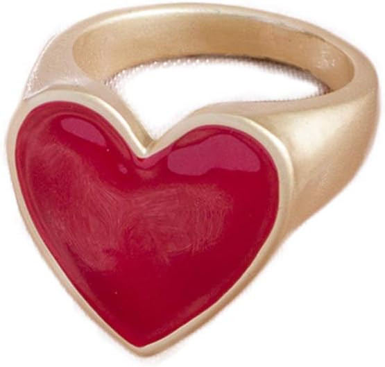 Funny Cute Pure Color Drop Oil Statement Peach Big Heart Enamel Wide Chunky Ring for Women Girls ... | Amazon (US)