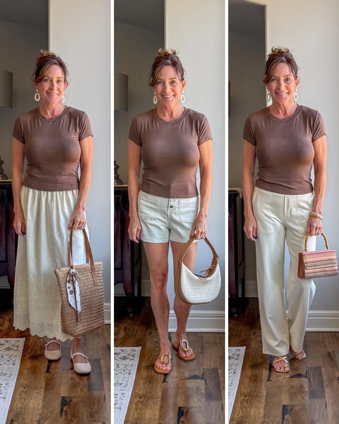 One neutral tee. Three travel-ready outfits. Pack smarter. Not heavier.

A great-fitting neutral tee is one of the hardest-working pieces in my closet — especially when I’m packing light.

Here’s how I styled it:
• With tailored white trousers for a polished look
• With casual shorts for easy summer days
• With a feminine midi skirt for vacation evenings
• With yoga trouser slacks for dinner with friends 

When your basics fit well and flatter your shape, you don’t need a suitcase full of options — just smart combinations.

Everything linked here 👇

#AmazonFashion #StyleOver40 #TravelStyle #MidlifeChic