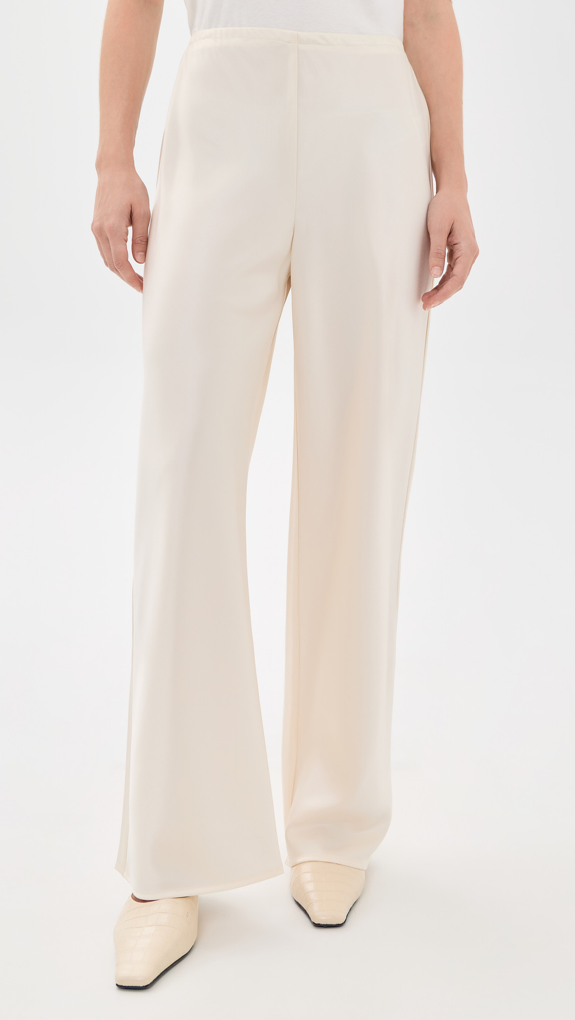 Gale Satin Mid Rise Bias Petite Pants - Fior Di Latte | Shopbop