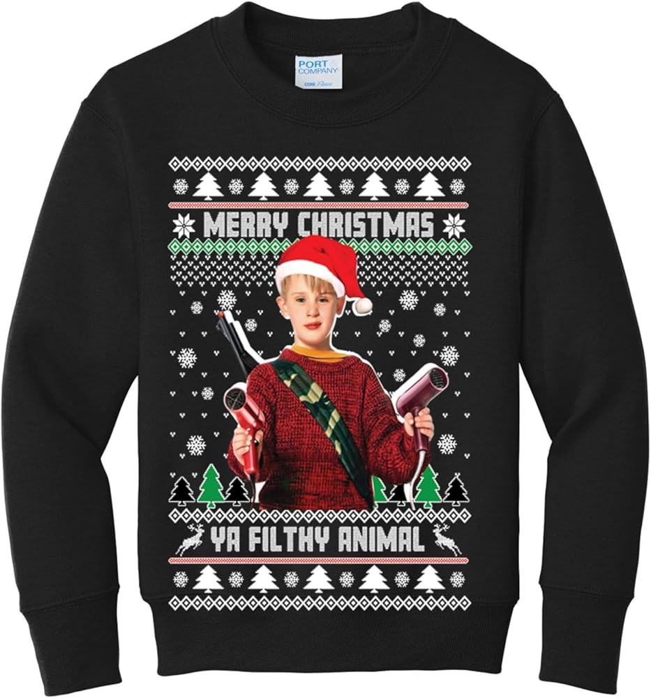 wild custom apparel Merry Christmas Ugly Christmas Kids Youth Girls Boys Crewneck Sweatshirt | Amazon (US)