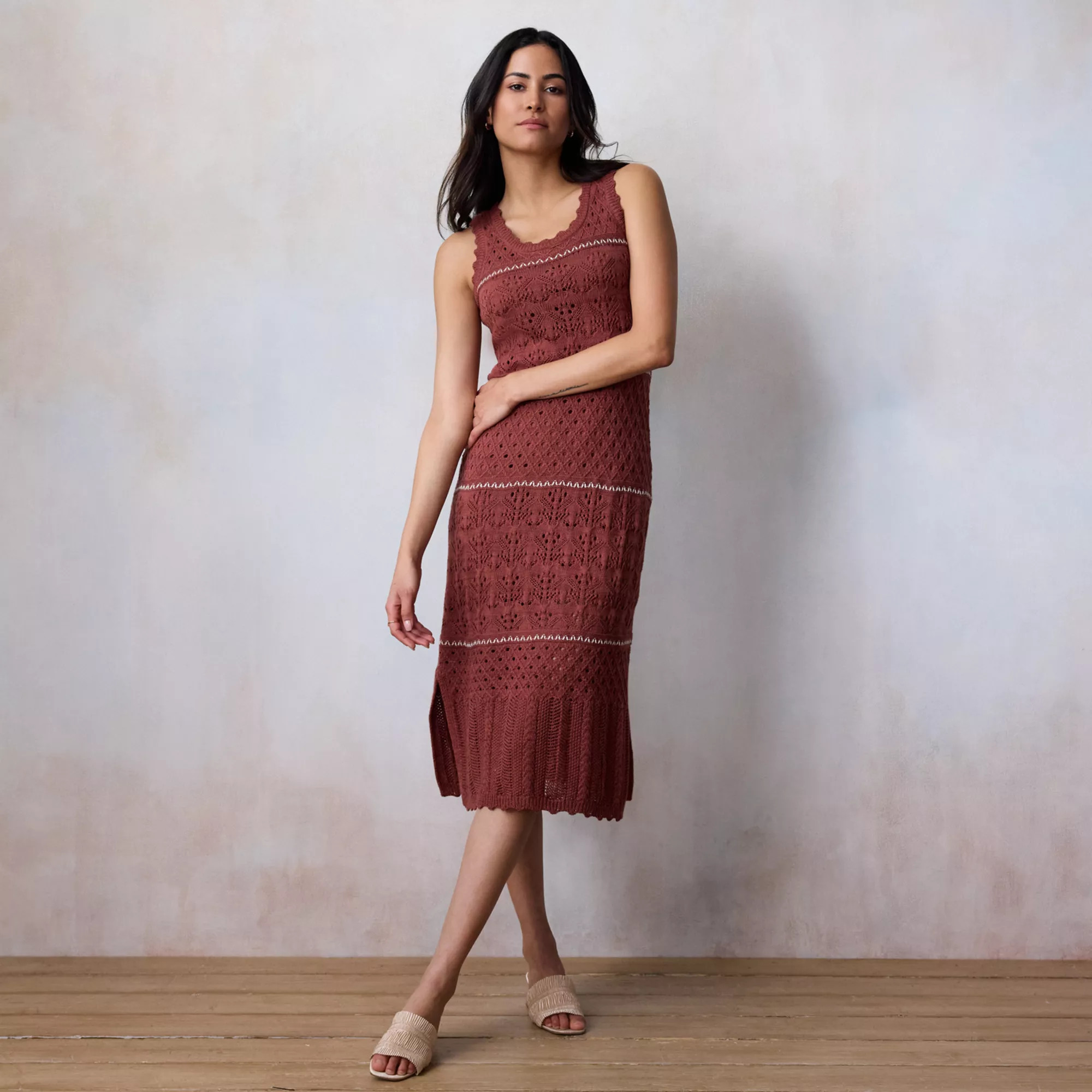 Women's LC Lauren Conrad Pointelle Midi Sweater Tank Dress | Kohl's
