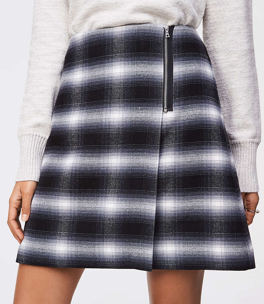 Plaid Zip Wrap Skirt | LOFT