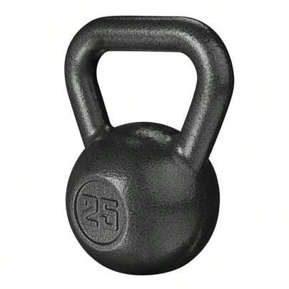 25lb Kettlebell, Casting Iron, Durable Black Hammertone Finish, Black | SHEIN