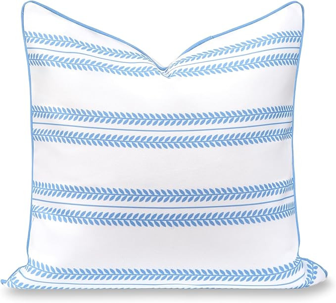 Hofdeco Premium Coastal Hampton Patio Indoor Outdoor Throw Pillow Cover Only, 22"x22" Water Repel... | Amazon (US)