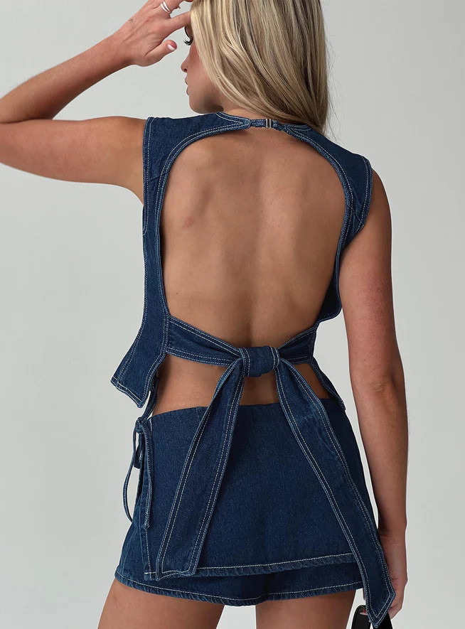 Countryside Skort Blue Denim | Princess Polly US