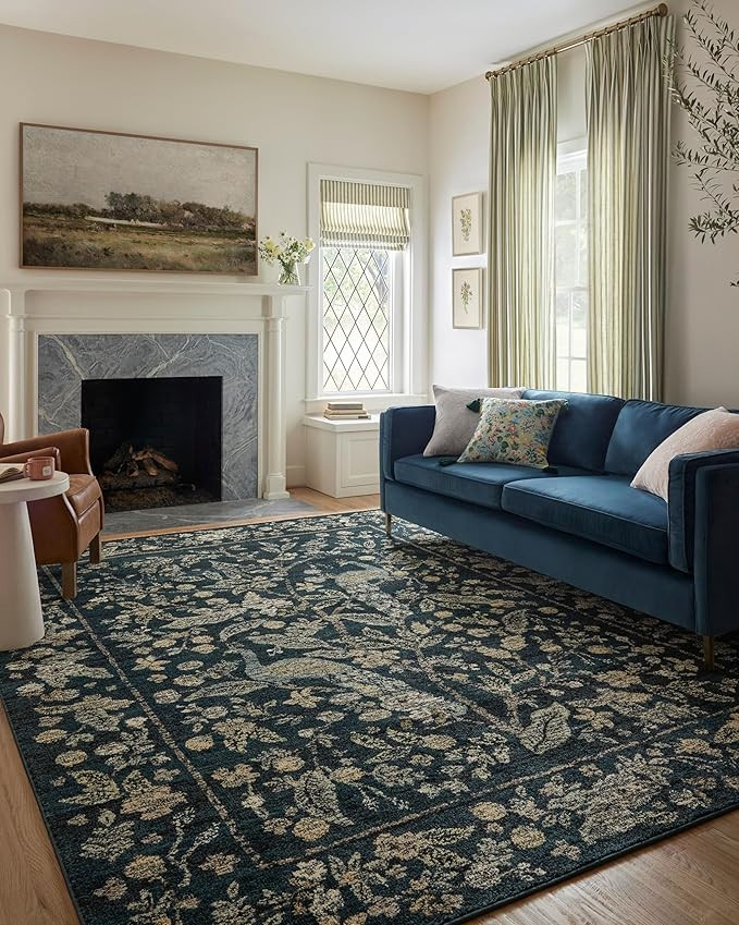 Loloi Rifle Paper Co. Laurel Collection Peacock Garden LAU-05 Navy/Multi 2'-8" x 10' Runner Rug | Amazon (US)