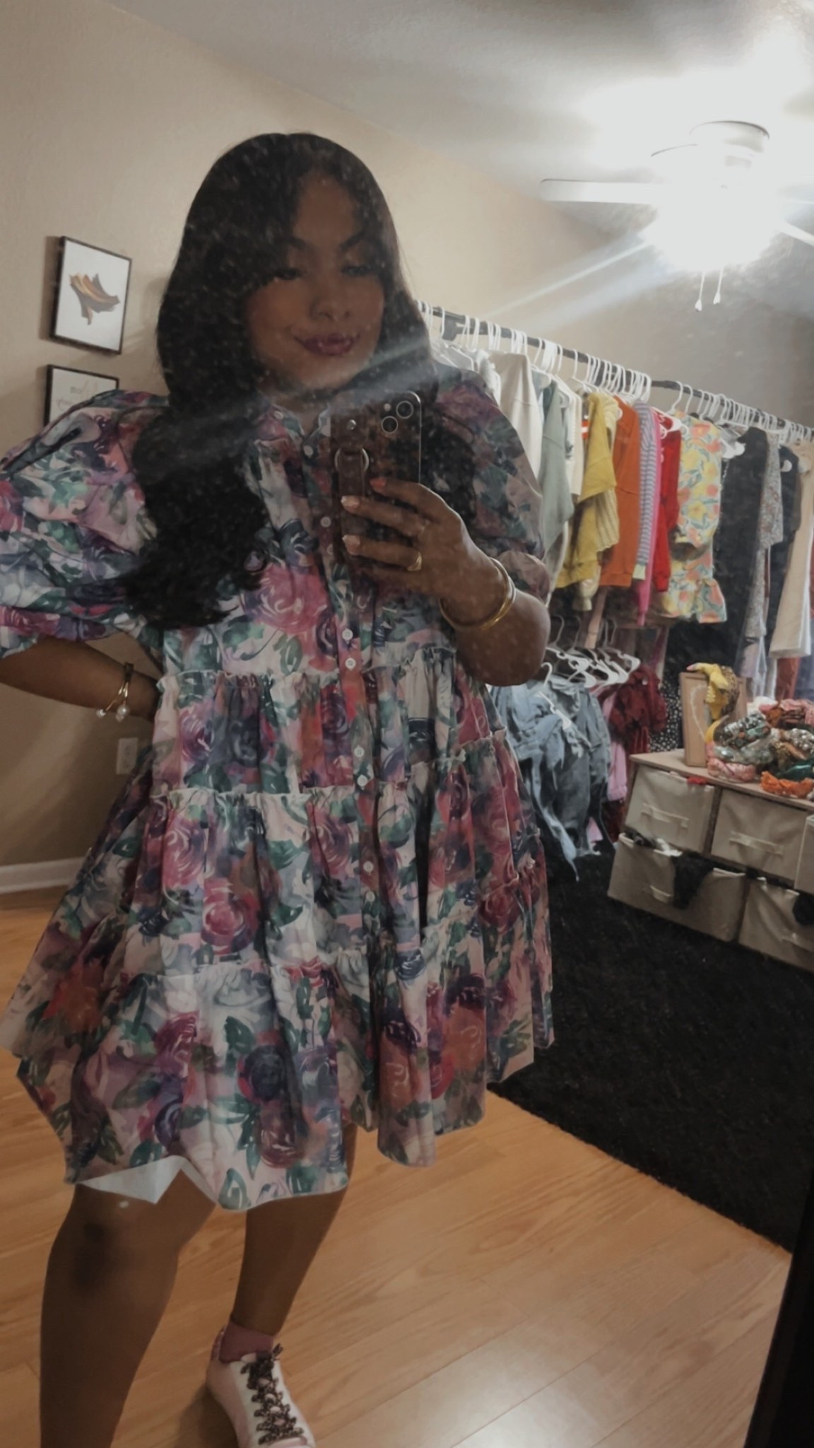 Thursday OOTD but posting it now. Felt cute, flower power and LOVE LOVE LOVE MY HAIR! Jules is the BEST 

even my babes gave me some compliments yesterday 😭🩷

Dress is super comfy and roomy! 

Dress// SHEIN 
Shoes// Amazon

#LTKTeacher 

#LTKmorningroutine #LTKootd #LTKSeasonal